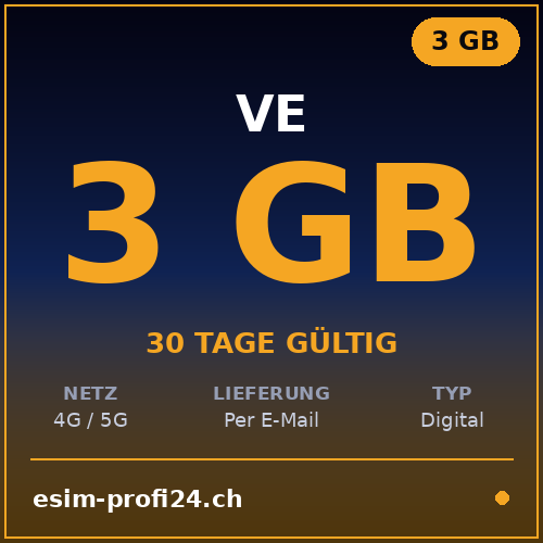 eSIM Venezuela – 3 GB / 30 giorni — eSIM Datenpaket kaufen, sofort per E-Mail | eSIMProfi24