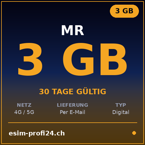 eSIM Mauritania – 3 GB / 30 giorni — eSIM Datenpaket kaufen, sofort per E-Mail | eSIMProfi24