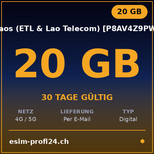 eSIM Laos (5G) – 20 GB / 30 days