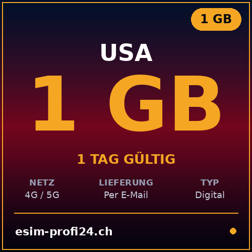 eSIM États-Unis – 1 Go / 1 jour — eSIM Datenpaket kaufen, sofort per E-Mail | eSIMProfi24