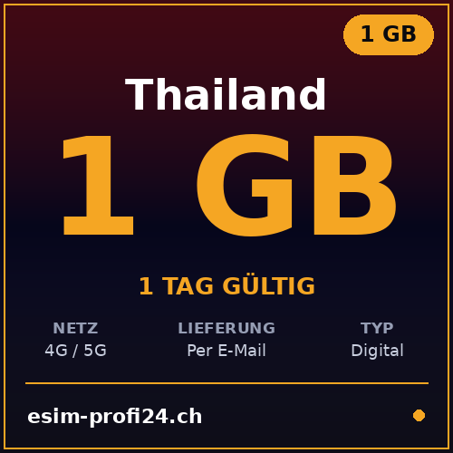 eSIM Thaïlande – 1 Go / 1 jour — eSIM Datenpaket kaufen, sofort per E-Mail | eSIMProfi24