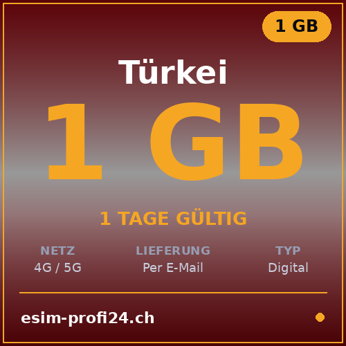 eSIM Türkei – 1 GB / 1 Tag