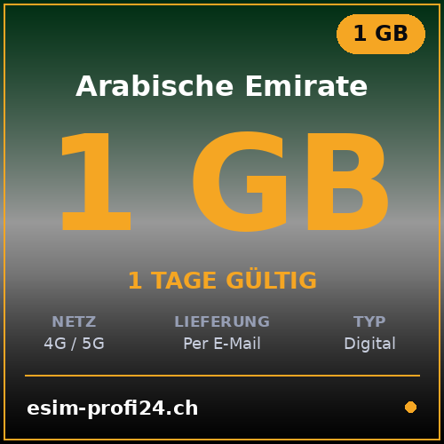 eSIM Arabische Emirate – 1 GB / 1 Tag