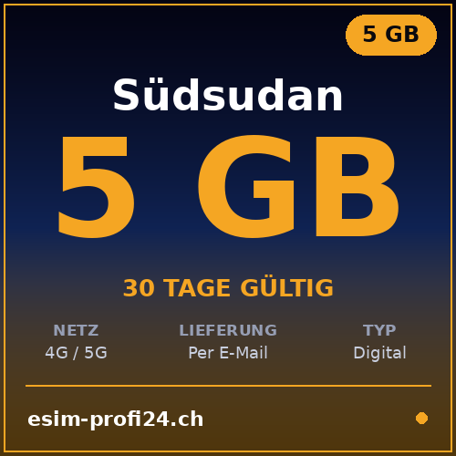 eSIM Soudan du Sud – 5 Go / 30 jours