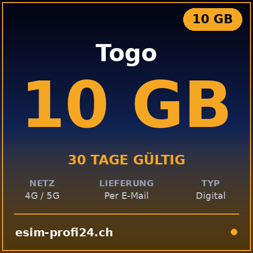 eSIM Togo – 10 GB / 30 Tage