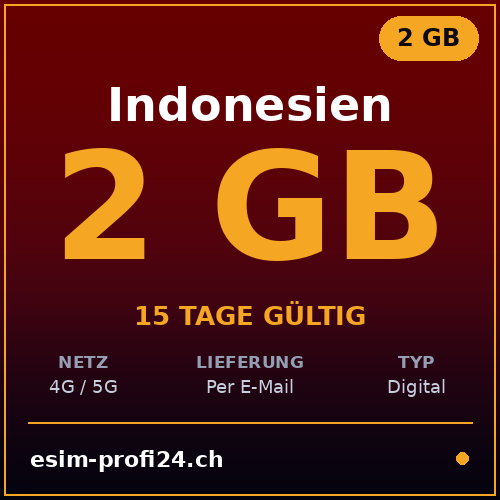 eSIM Indonesia – 2 GB / 15 days — eSIM Datenpaket kaufen, sofort per E-Mail | eSIMProfi24