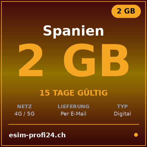 eSIM Espagne – 2 Go / 15 jours — eSIM Datenpaket kaufen, sofort per E-Mail | eSIMProfi24