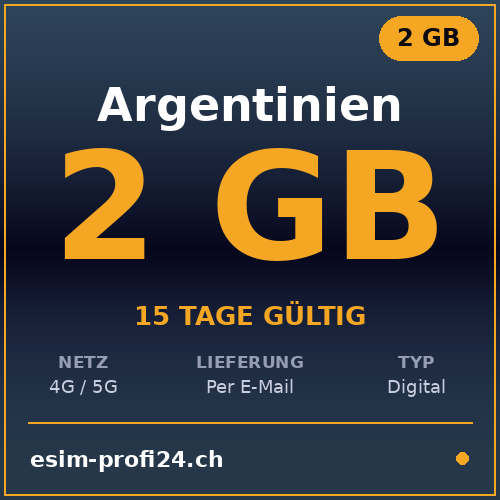 eSIM Argentine – 2 Go / 15 jours — eSIM Datenpaket kaufen, sofort per E-Mail | eSIMProfi24