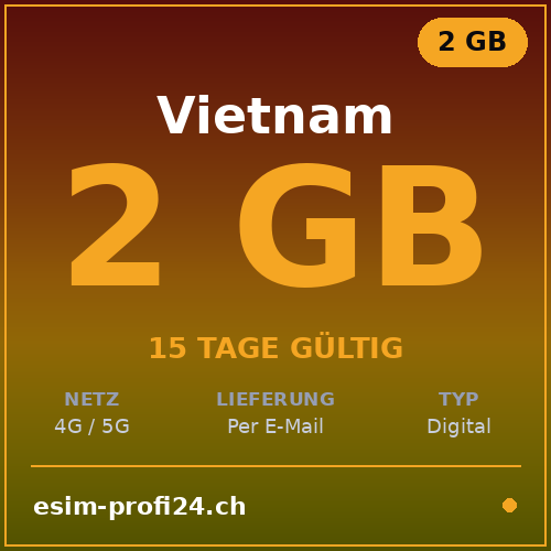 eSIM Vietnam – 2 GB / 15 Tage — eSIM Datenpaket kaufen, sofort per E-Mail | eSIMProfi24