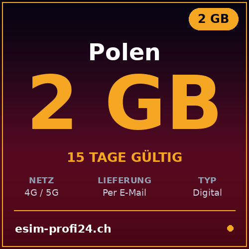 eSIM Polen – 2 GB / 15 Tage — eSIM Datenpaket kaufen, sofort per E-Mail | eSIMProfi24