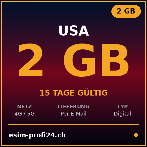 eSIM USA – 2 GB / 15 Tage — eSIM Datenpaket kaufen, sofort per E-Mail | eSIMProfi24