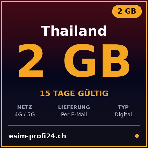 eSIM Thailand – 2 GB / 15 Tage — eSIM Datenpaket kaufen, sofort per E-Mail | eSIMProfi24